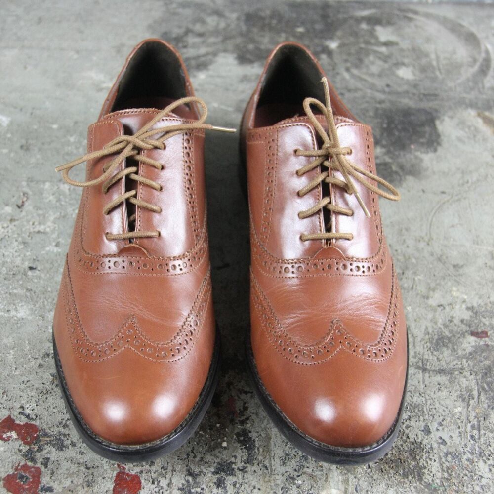 Mens Cole Haan brown leather Skylar Wingtip Oxford II Shoes, size 10